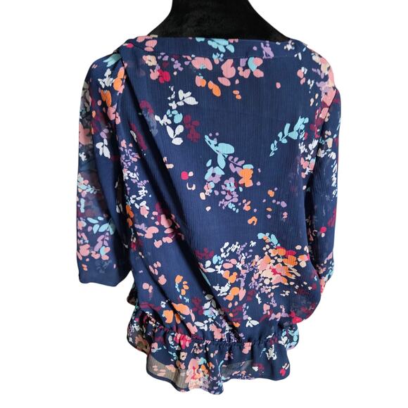 A.N.A. navy blue floral top Size LP - Picture 11 of 12